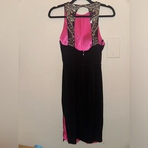 City Studio juniors black crystal open back side slit midi dress prom homecoming